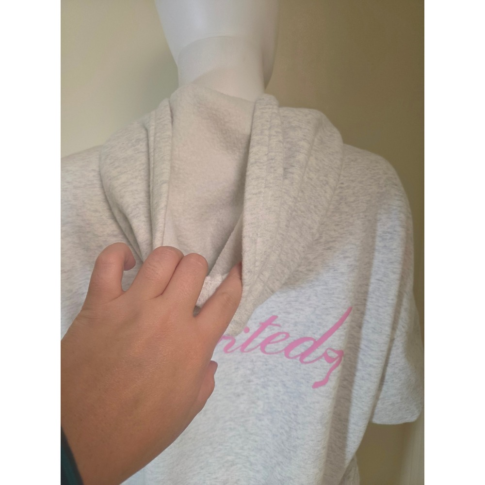 Edikted Grey Heather Pink Bow Graphic Oversized Hoodie Sweatshirt Medium - Picture 10 of 12